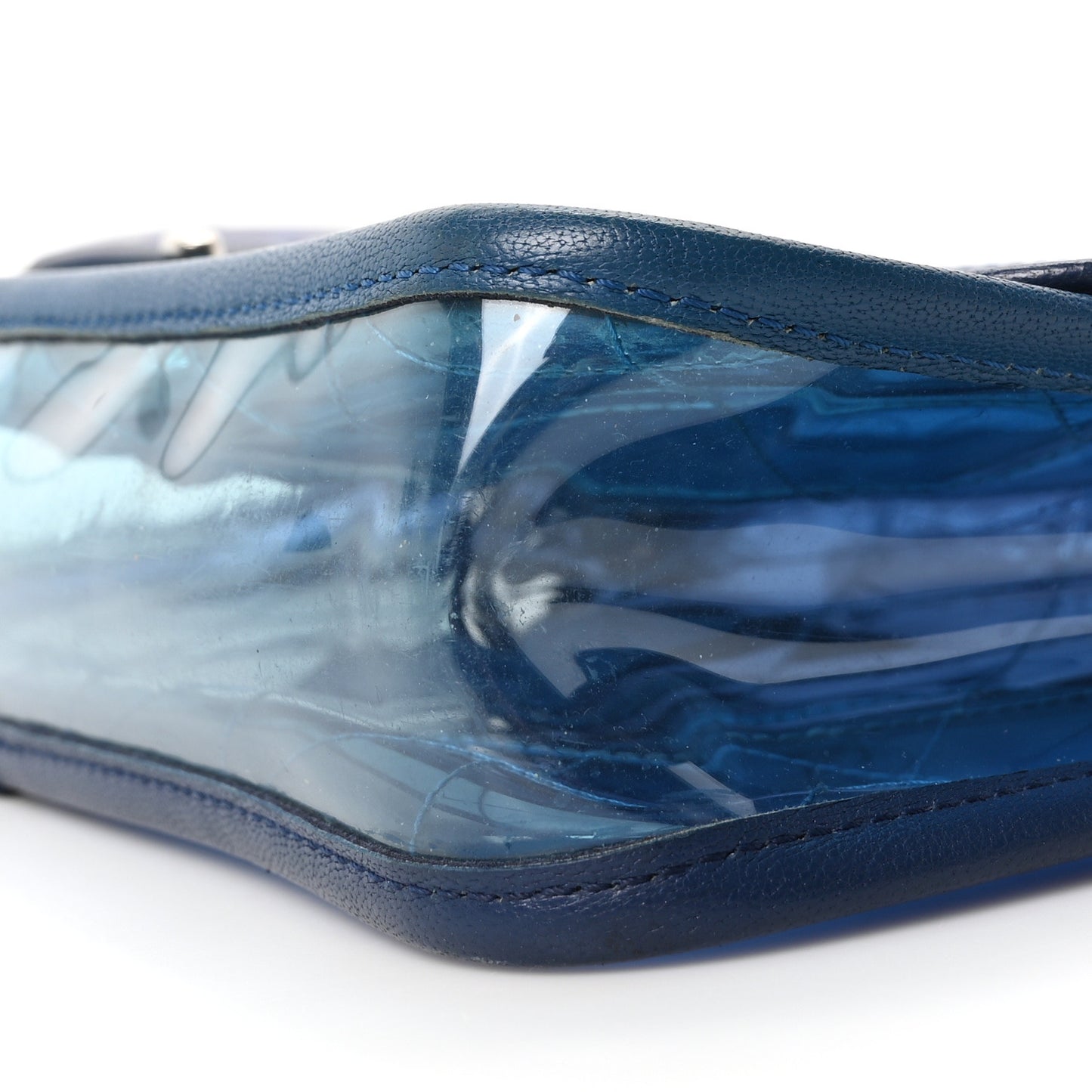 PVC Lambskin Stitched Medium Coco Splash Flap Blue