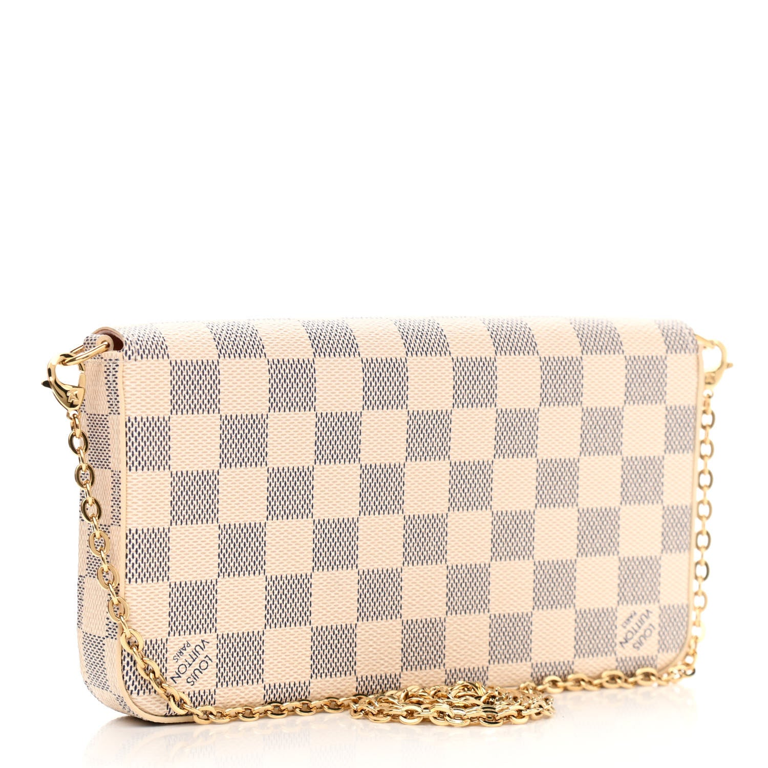 Louis Vuitton Damier Azur Pochette Felicie Chain Wallet Rose Ballerine 4 of 11