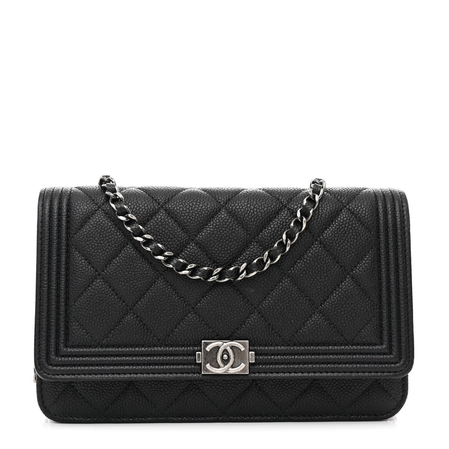 Caviar Quilted Boy Wallet On Chain WOC Black
