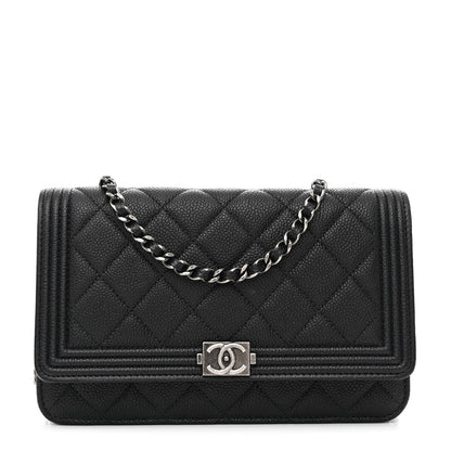 Chanel Caviar Quilted Boy Wallet On Chain WOC Black 1 of 12