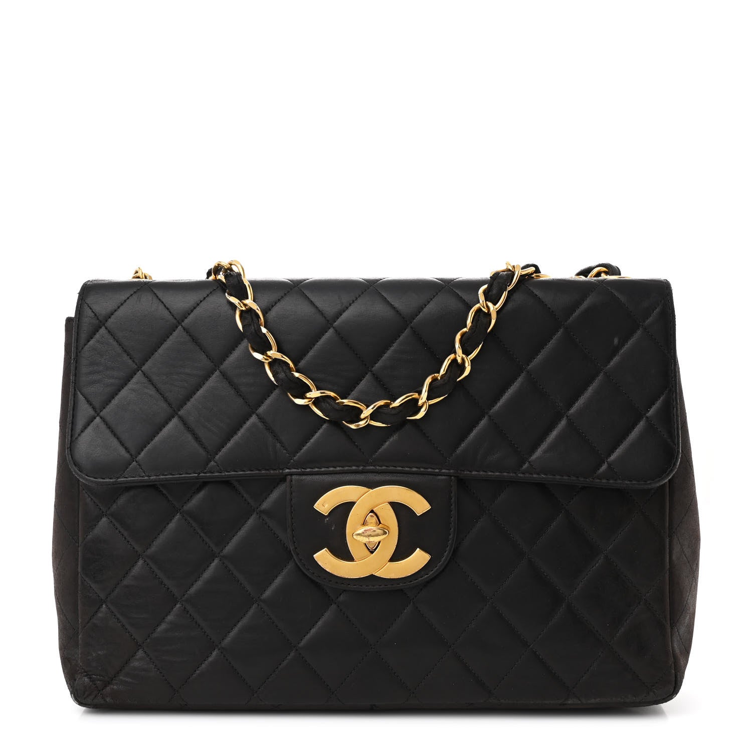 Chanel Lambskin Quilted XL Jumbo Single Flap Black 1 of 15