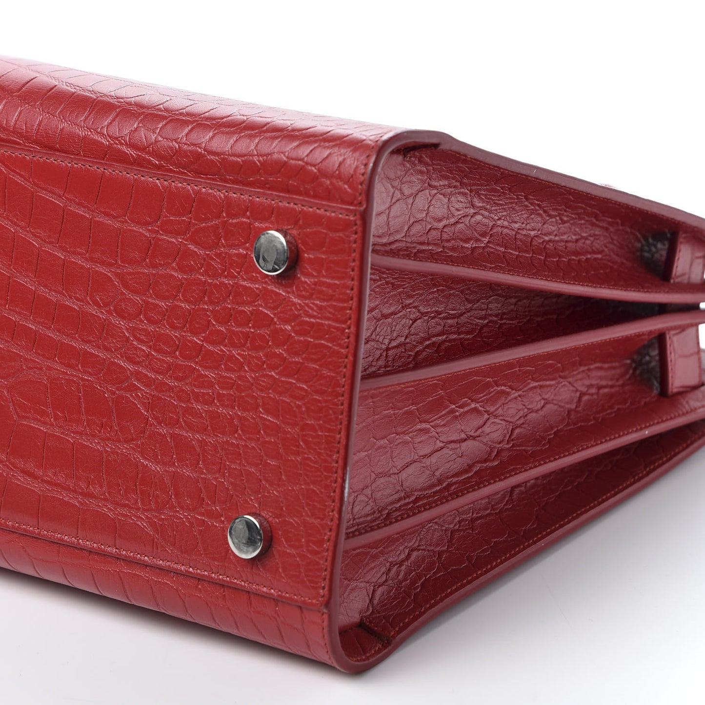 Calfskin Crocodile Embossed Small Sac De Jour Eros Red