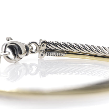 David Yurman Sterling Silver 18K Yellow Gold 3mm Crossover Bracelet 3 of 5