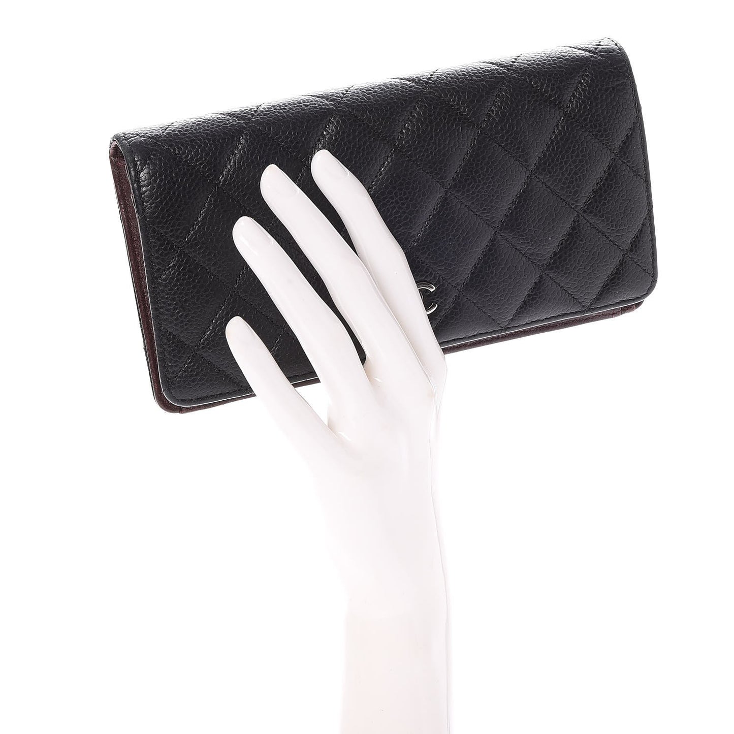 Caviar Quilted Yen Wallet Black