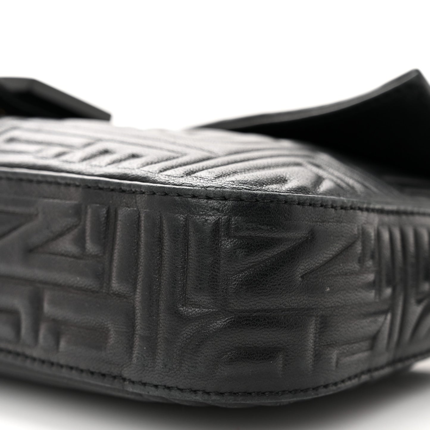 Nappa Logo Embossed Baguette Black
