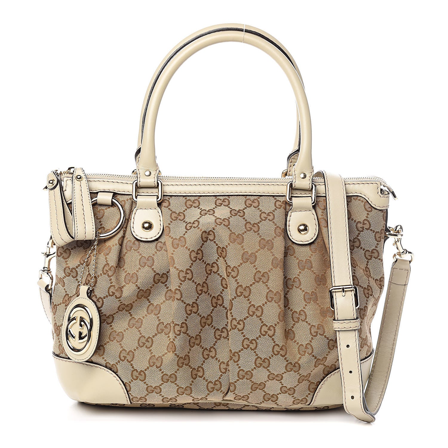 Gucci Monogram Margaux Calfskin Medium Sukey Top Handle Bag Beige Ebony Mystic White 1 of 11