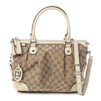 Gucci Monogram Margaux Calfskin Medium Sukey Top Handle Bag Beige Ebony Mystic White 1 of 11