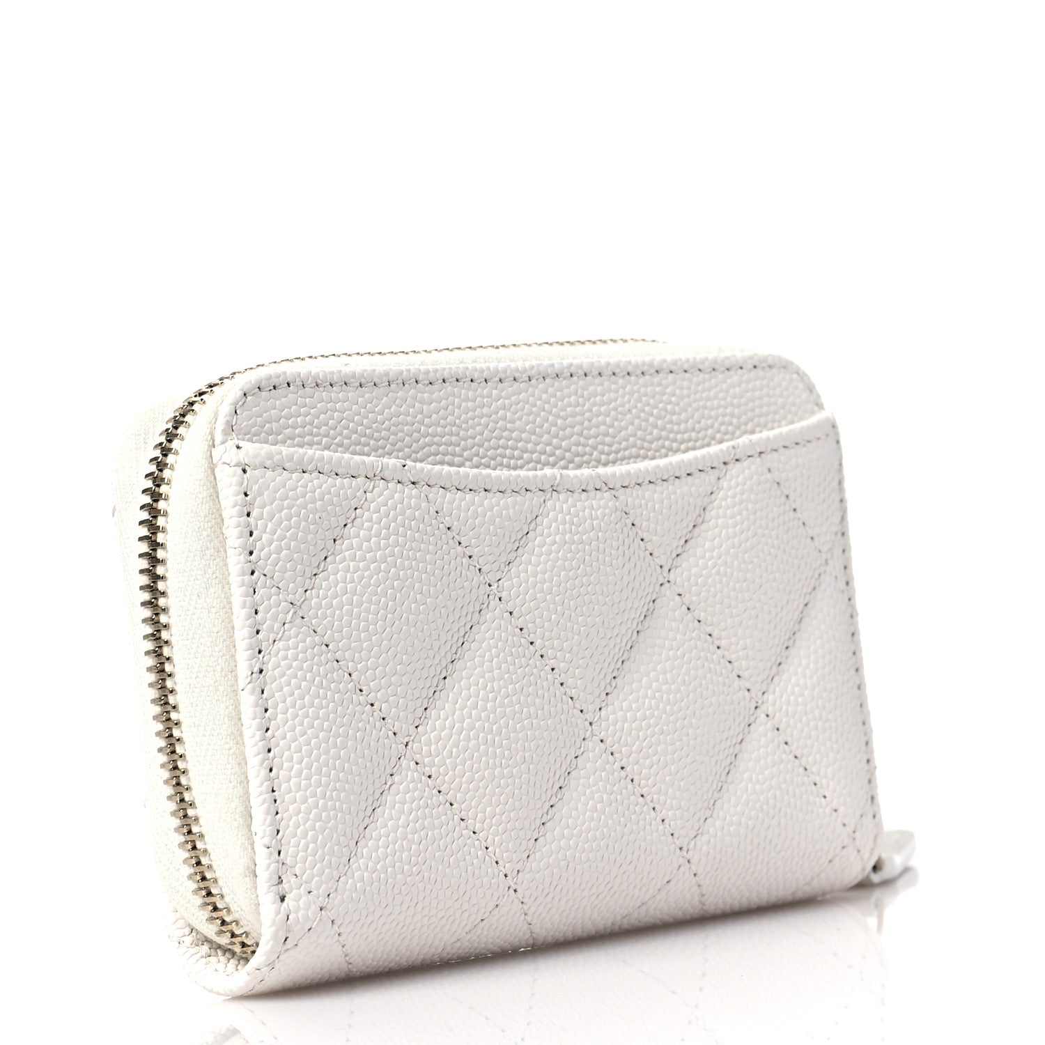 Chanel Caviar Enamel Coco Casino Quilted Zip Coin Purse White 3 of 8
