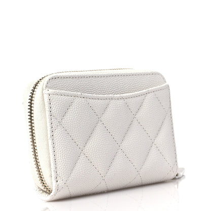 Chanel Caviar Enamel Coco Casino Quilted Zip Coin Purse White 3 of 8