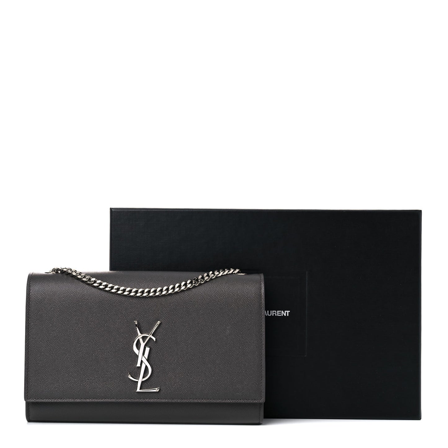 Grain De Poudre Medium Classic Monogram Kate Satchel Earth Grey