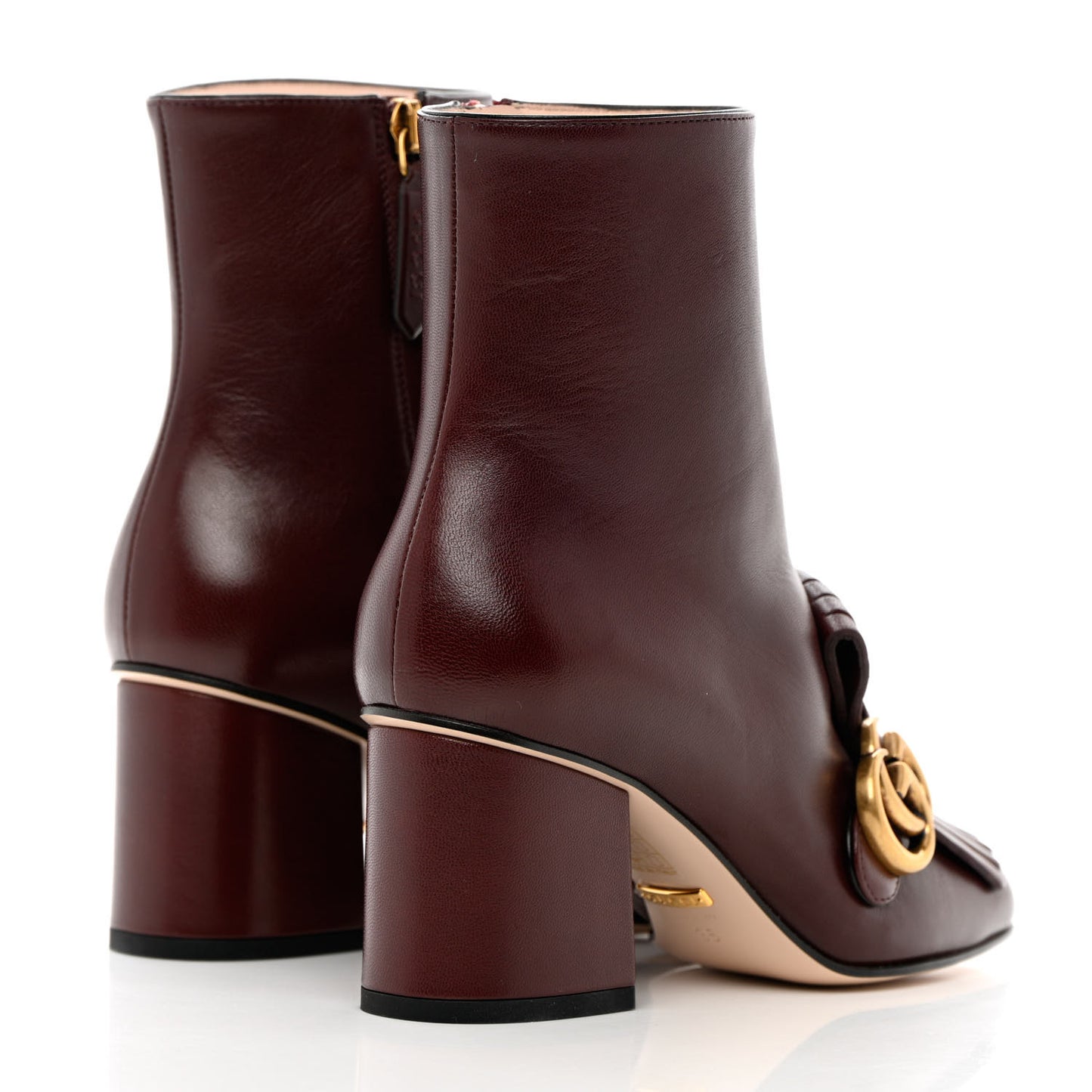 Malaga Kid GG Marmont Fringe 75mm Ankle Boots 35 Vintage Bordeaux