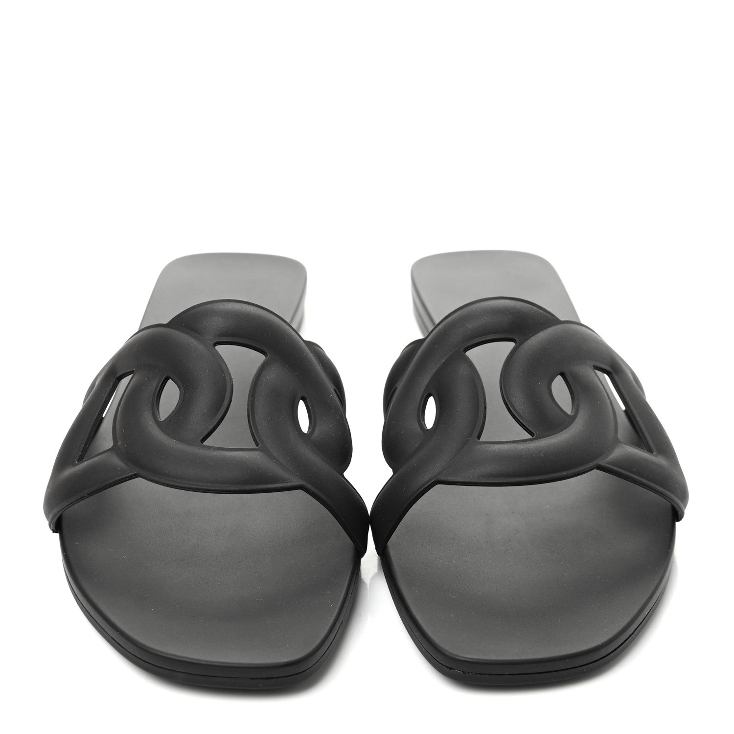 Hermes Rubber Aloha Sandals 36 Black 2 of 8