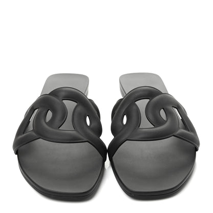 Hermes Rubber Aloha Sandals 36 Black 2 of 8