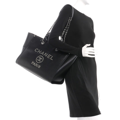 Chanel Caviar Medium Studded Deauville Tote Black 2 of 9