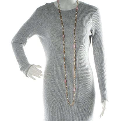 Chanel Gripoix Crystal Pearl Sautoir Long Necklace Gold Pink 2 of 4
