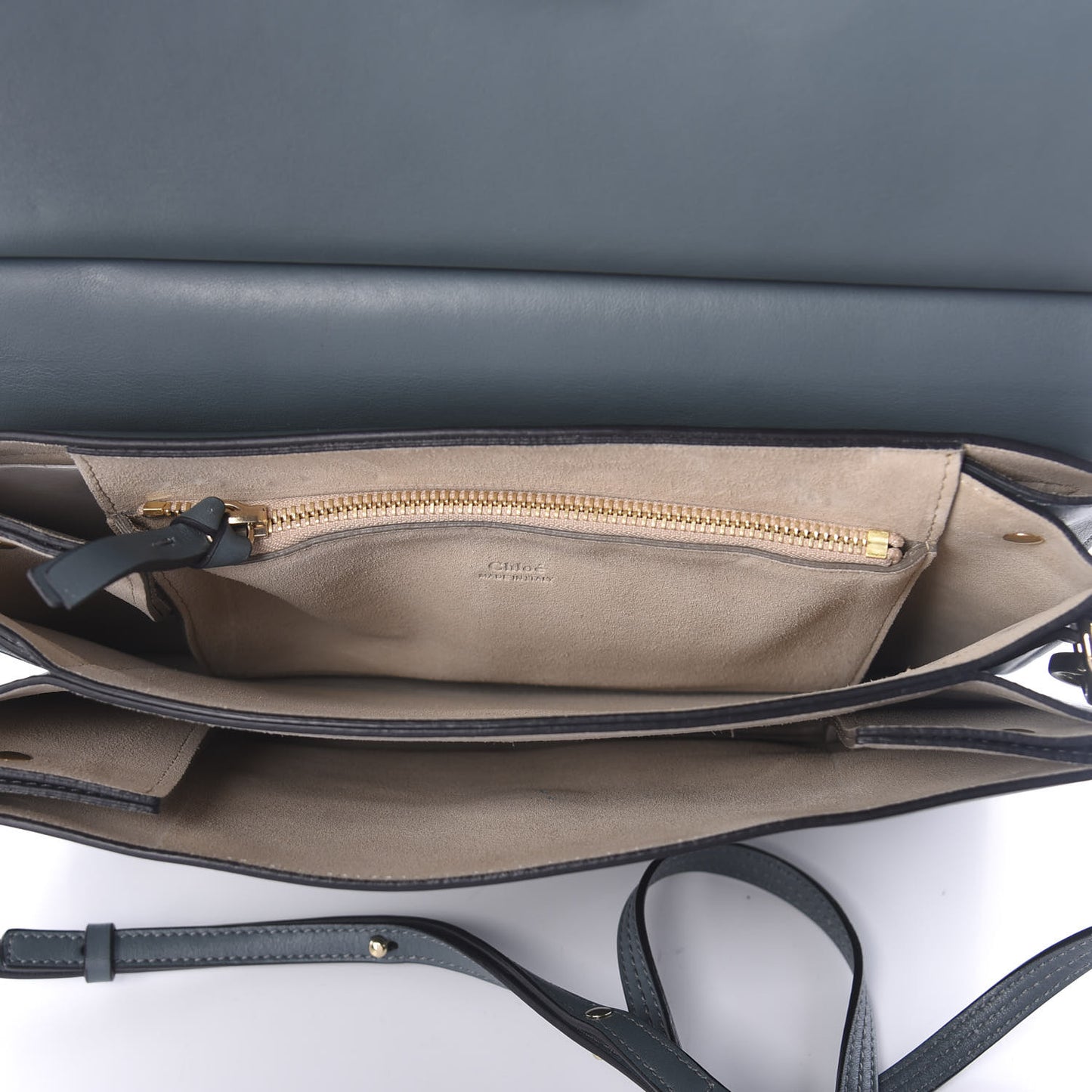 Suede Calfskin Medium Faye Shoulder Bag Cloudy Blue