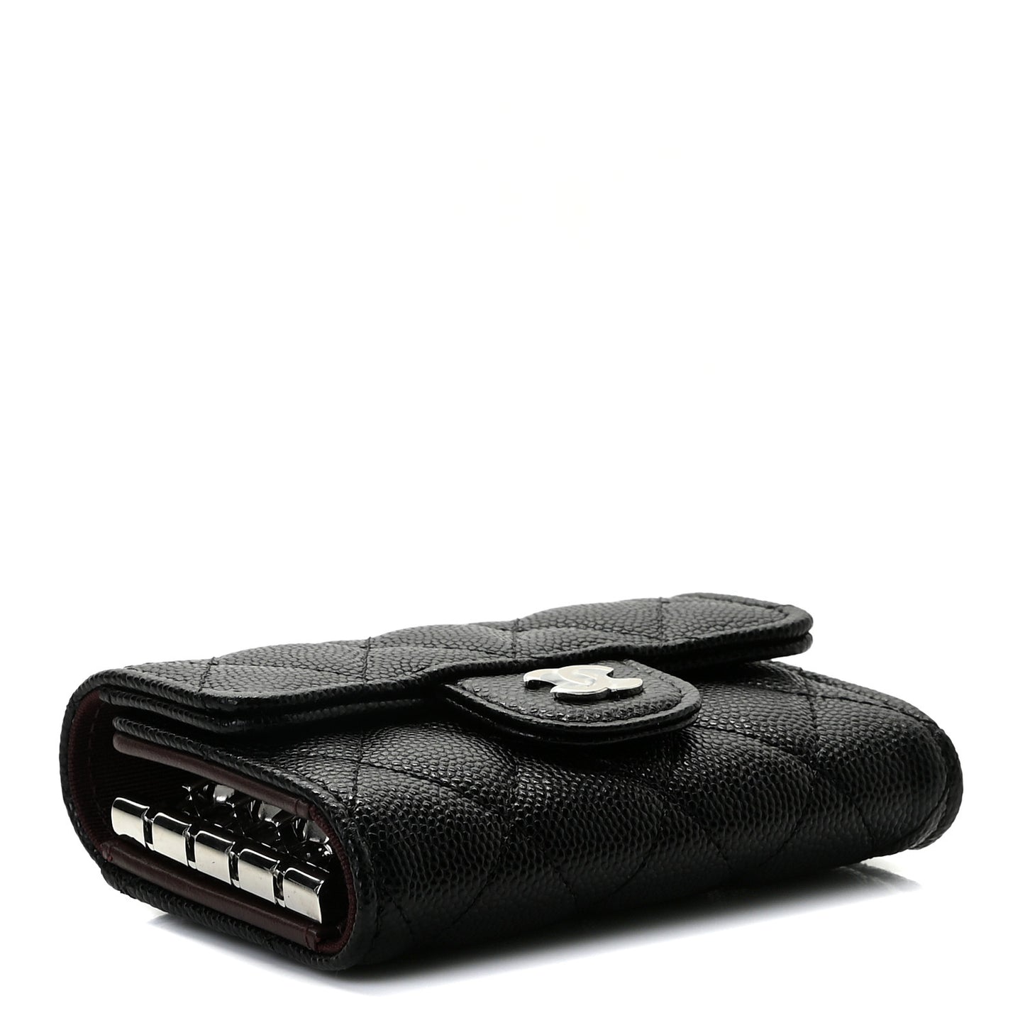 Caviar Quilted Classic 4 Key Holder Wallet Black