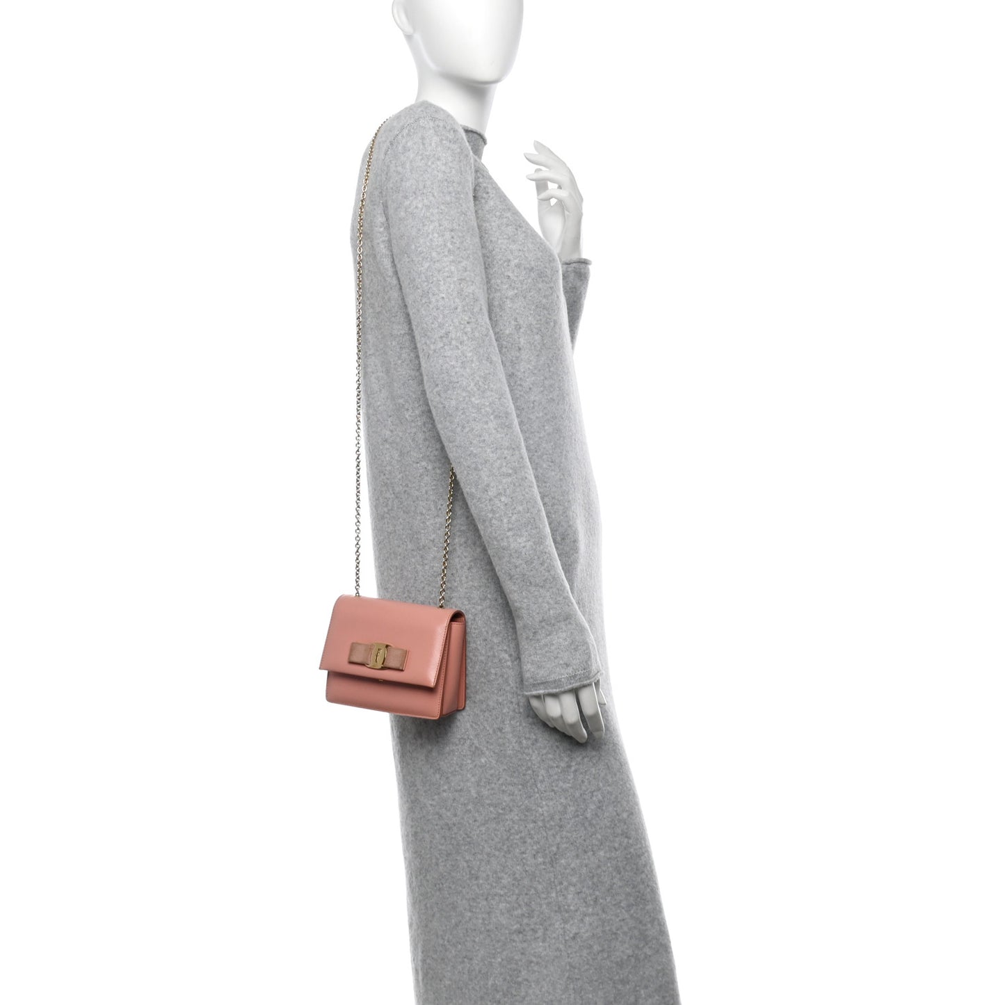 Hammered Calfskin Mini Vara Bow Crossbody Bag Pink