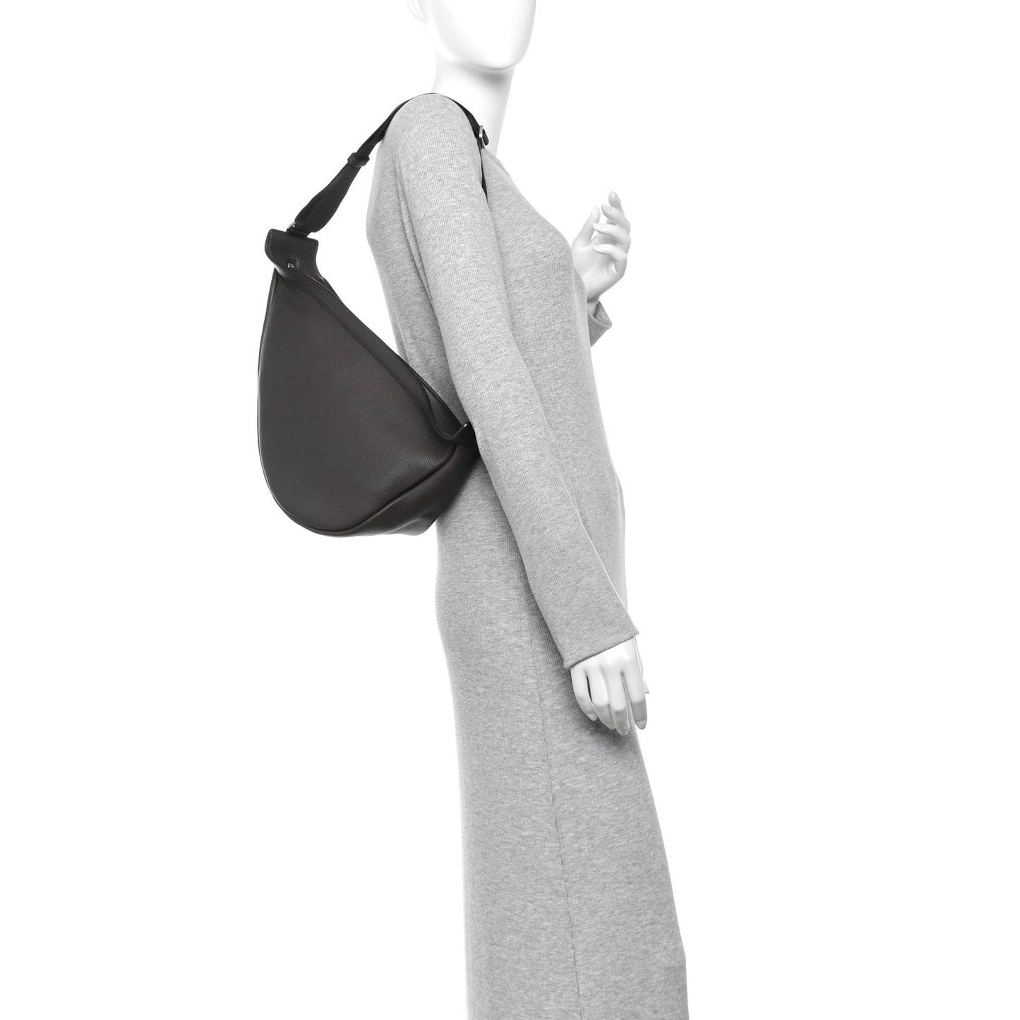 Grained Calfskin Large Slouchy Banana Bag Brunette