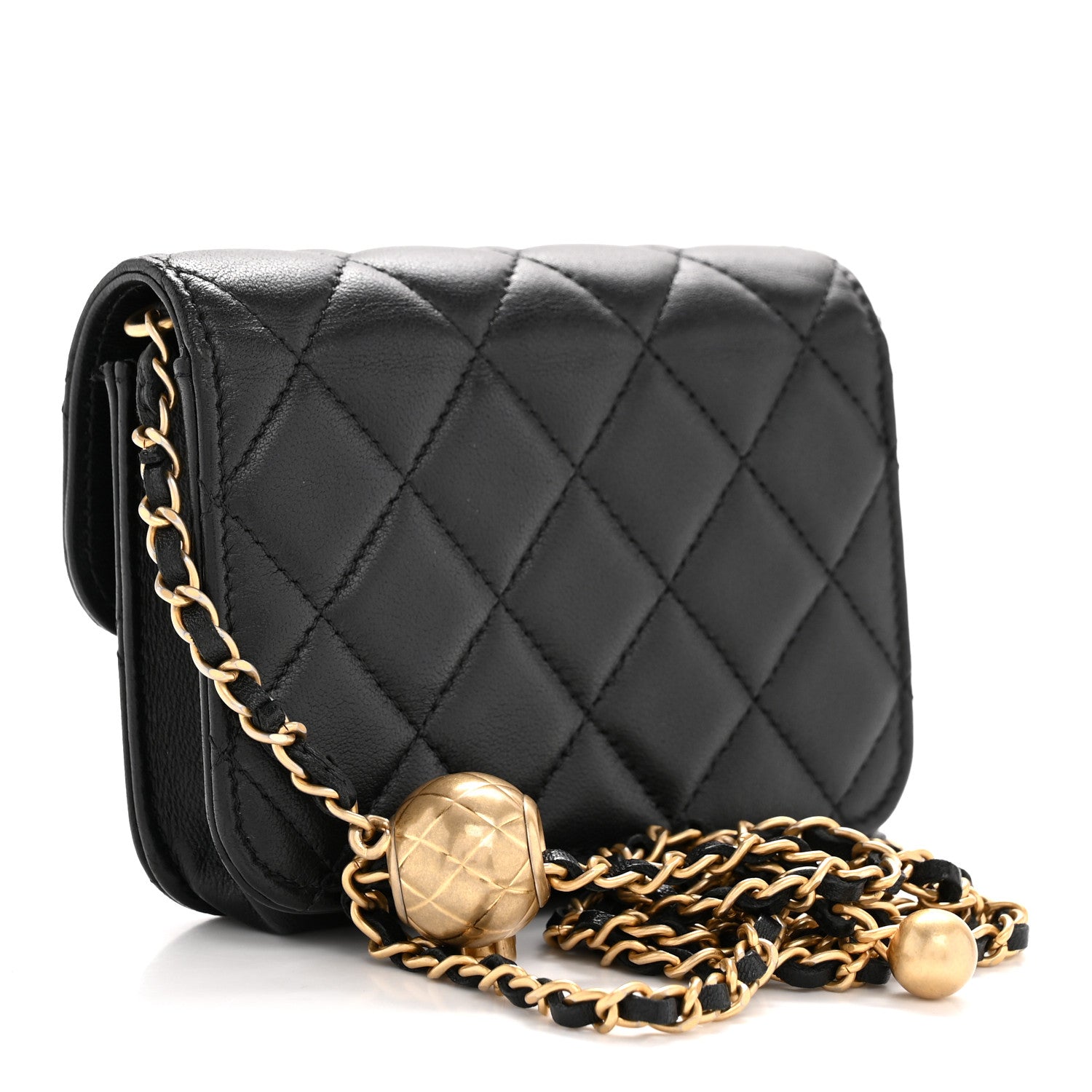 Chanel Lambskin Quilted Pearl Crush Flap With Chain Black 3 of 12