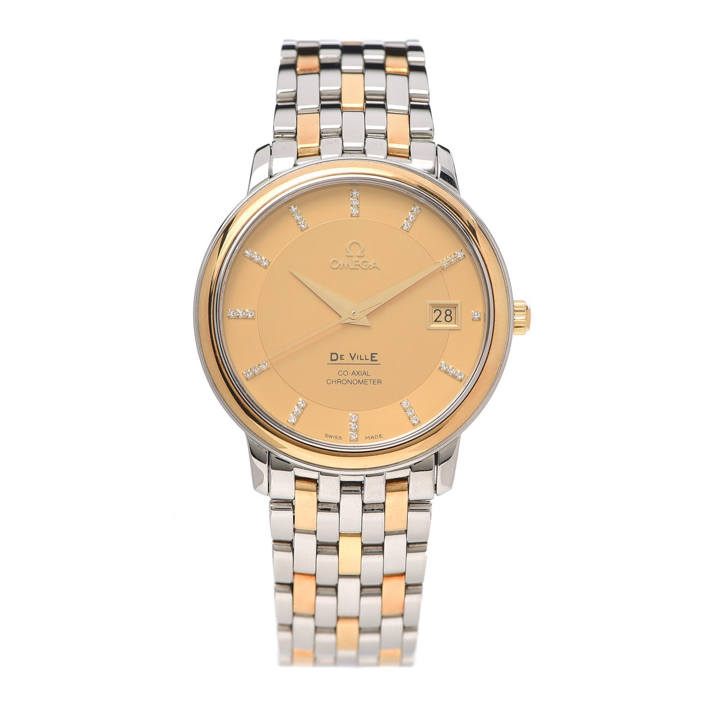 Stainless Steel 18K Yellow Gold Diamond 36mm De Ville Automatic Watch Champagne 4374.15.00