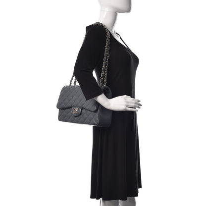 Chanel Caviar Quilted Jumbo Double Flap Dark Grey 2 of 10