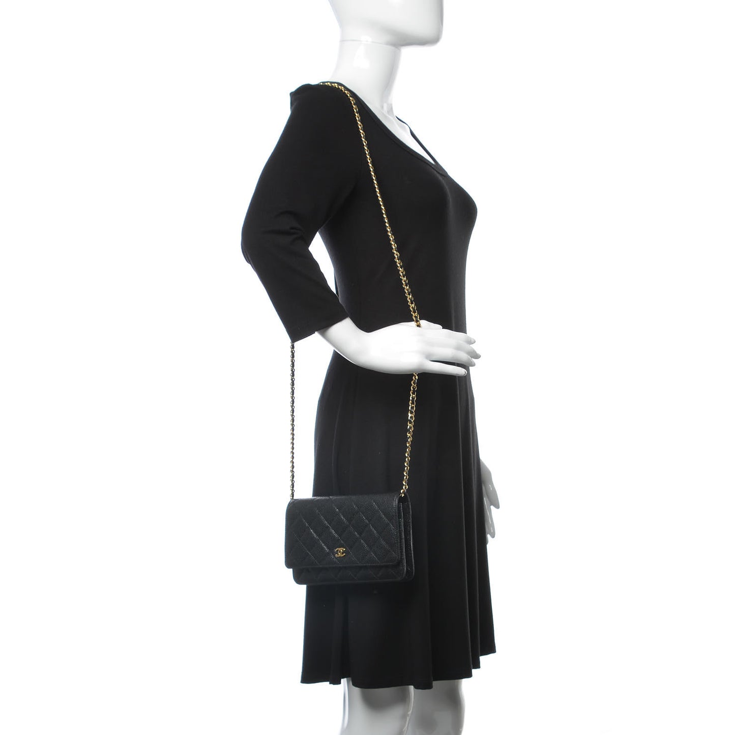 Caviar Quilted Wallet On Chain WOC Black