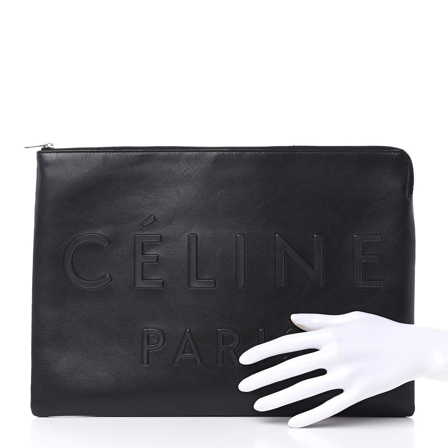 Calfskin Large Made In Clutch Pouch Black