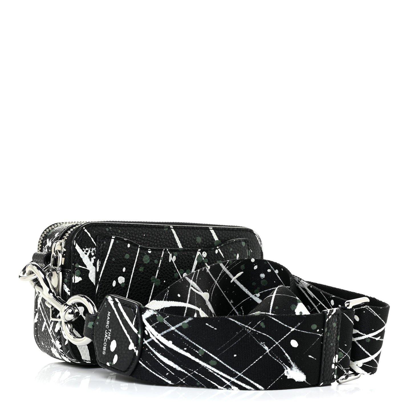 Calfskin Paint Splatter Small Snapshot Camera Bag Black Multi