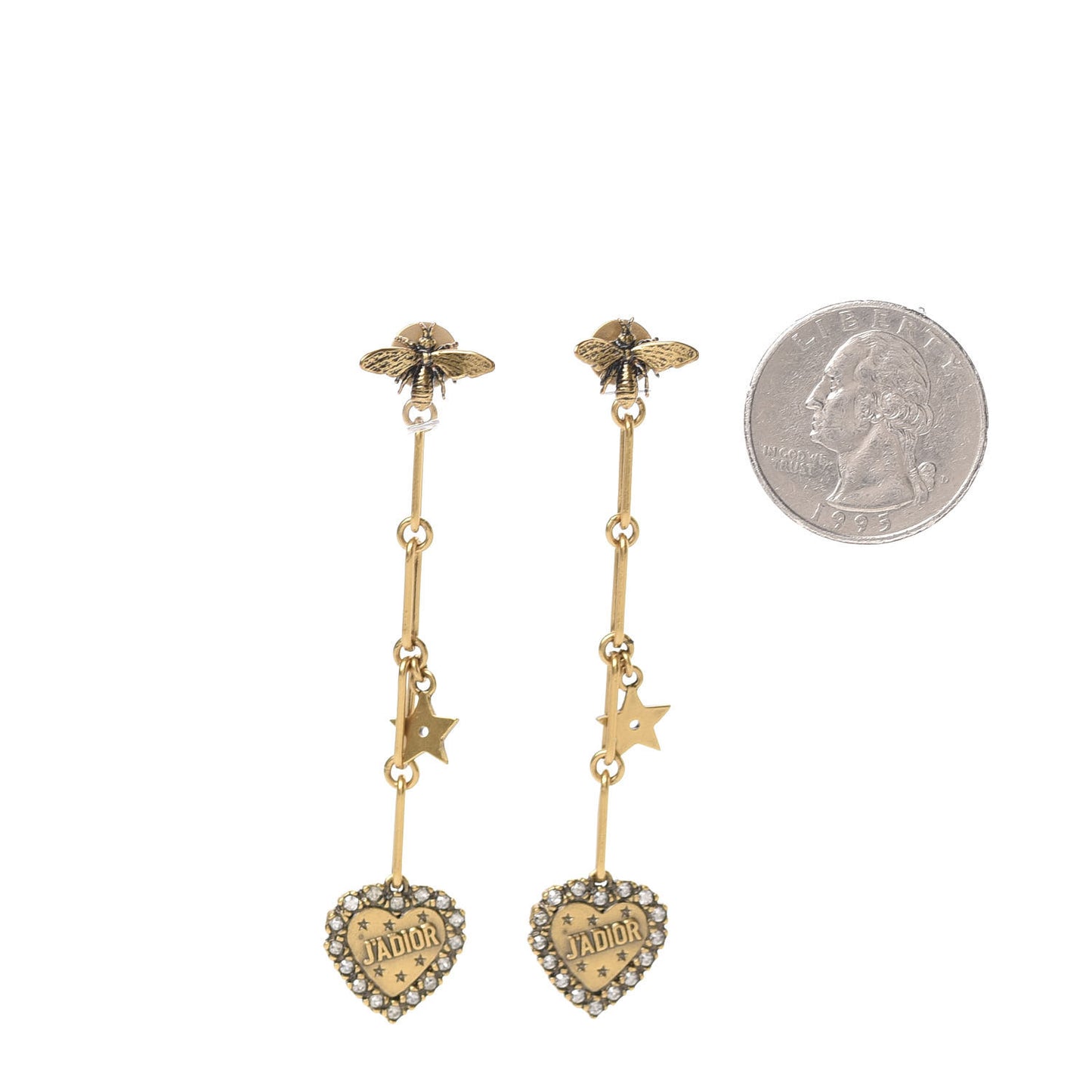 Metal Crystal Heart J'adior Drop Earrings Gold