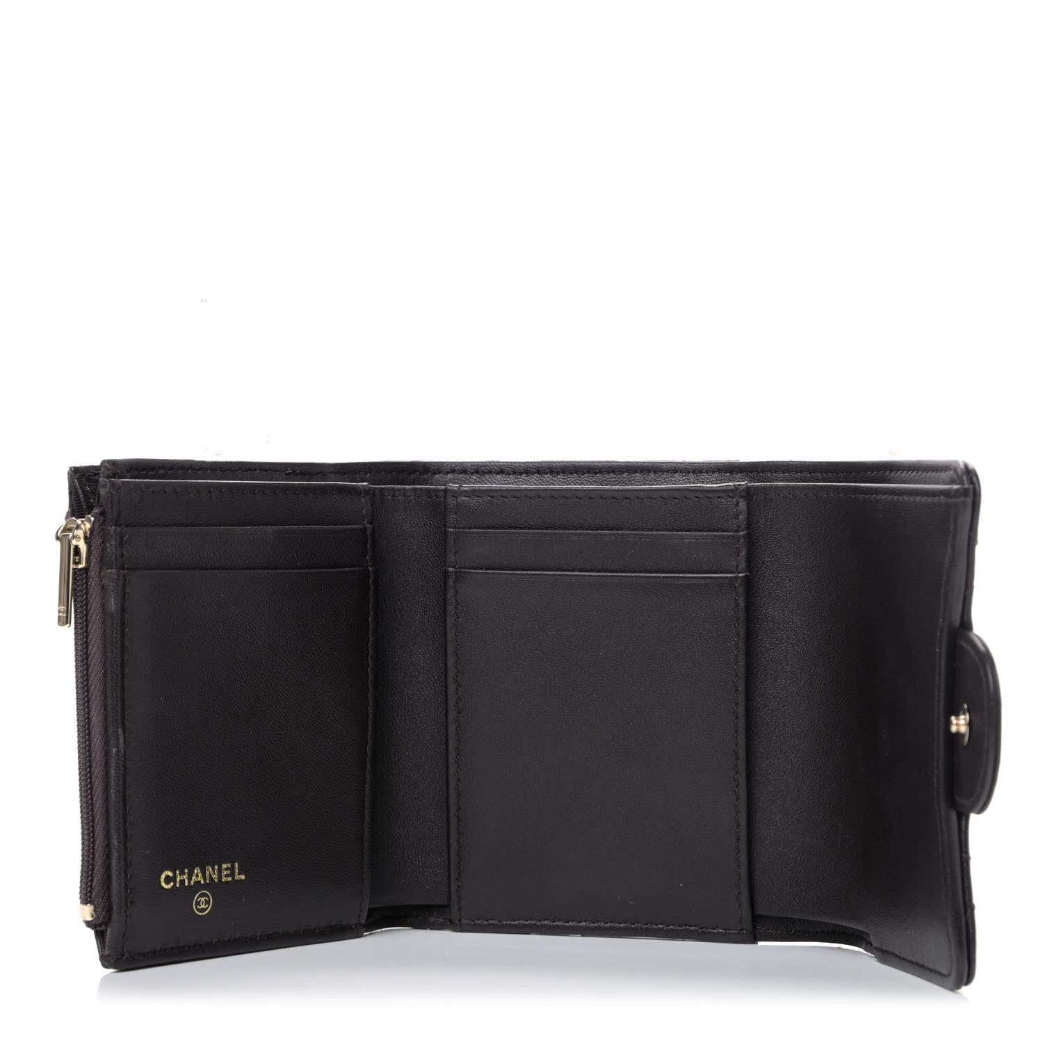 Chanel Lambskin Quilted Compact Flap Wallet Dark Brown 4 of 4