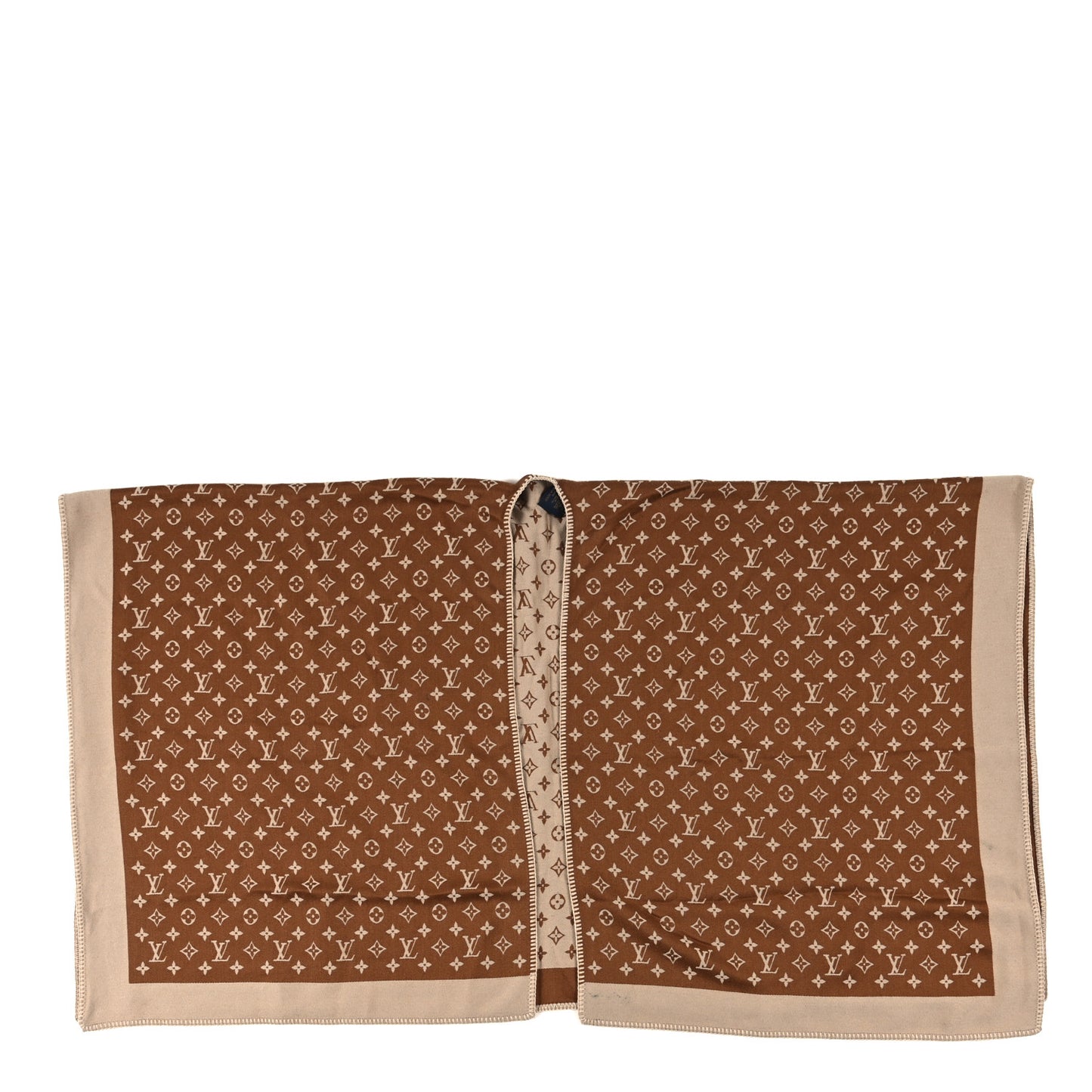 Wool Silk Cashmere Monogram Embrace Poncho Brown