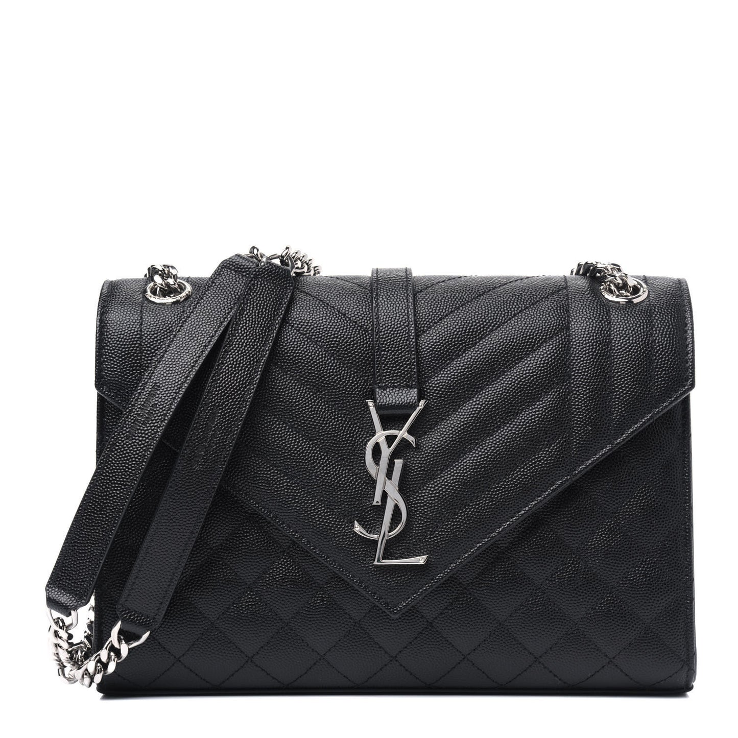 Grain De Poudre Textured Mixed Matelasse Triquilt Medium Monogram Satchel Black