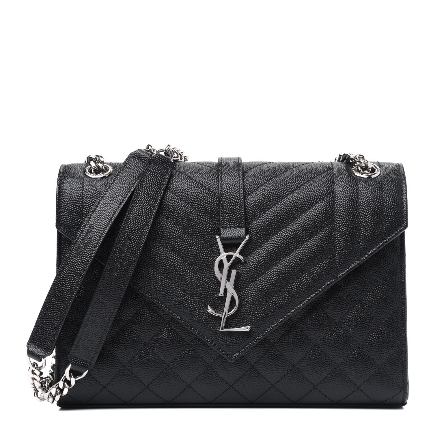 Saint Laurent Grain De Poudre Textured Mixed Matelasse Triquilt Medium Monogram Satchel Black 1 of 5