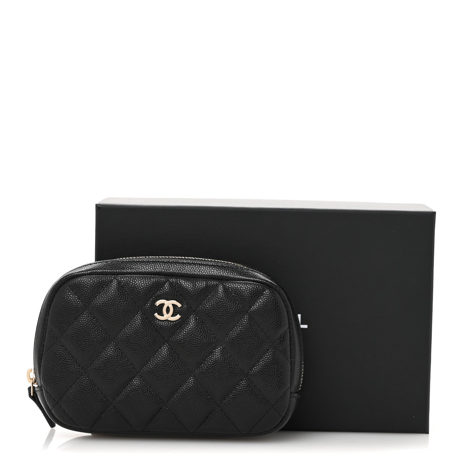 Chanel Caviar Quilted Small Curvy Pouch Cosmetic Case Black 10 of 10