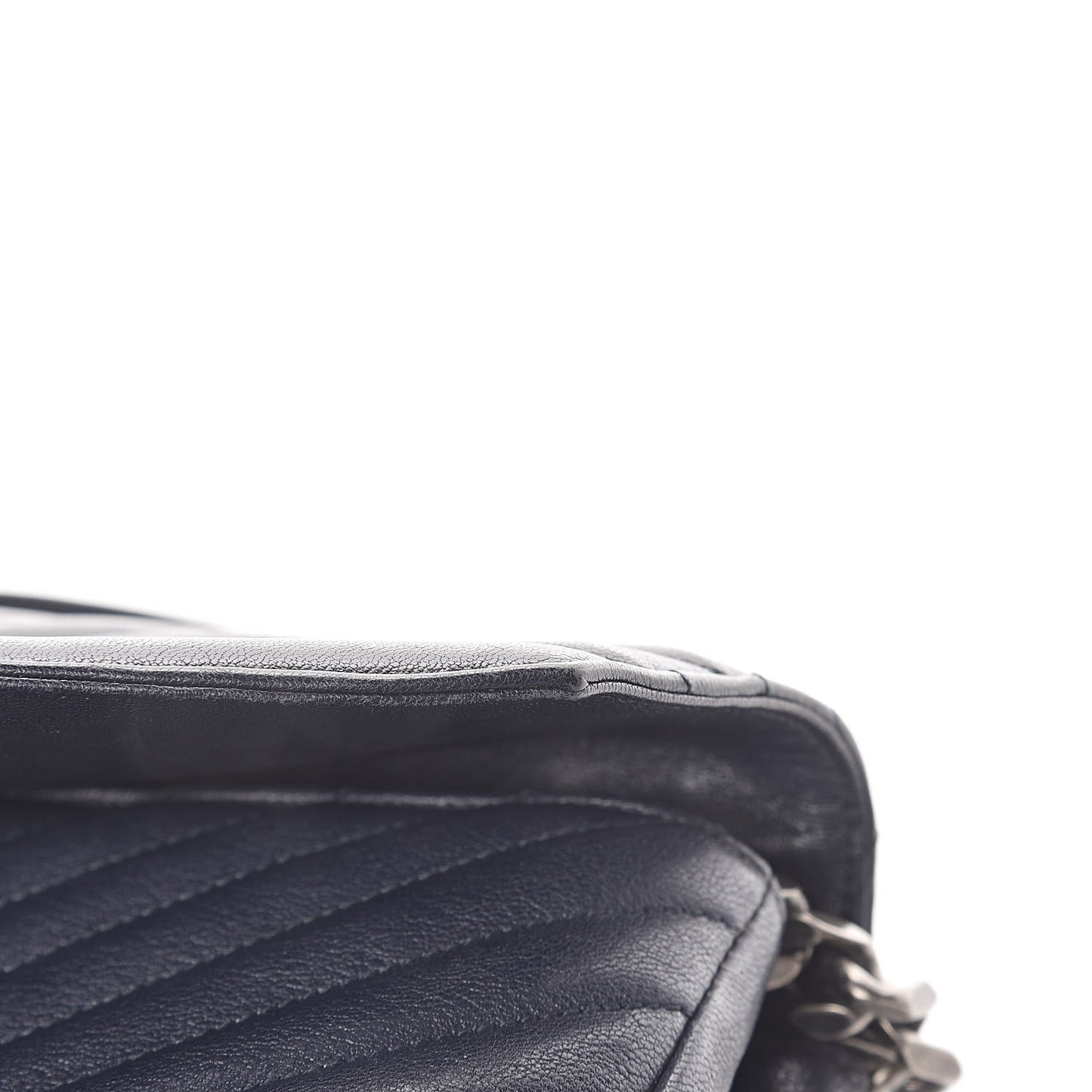 Sheepskin Matelasse Chevron Monogram Large College Satchel Deep Marine