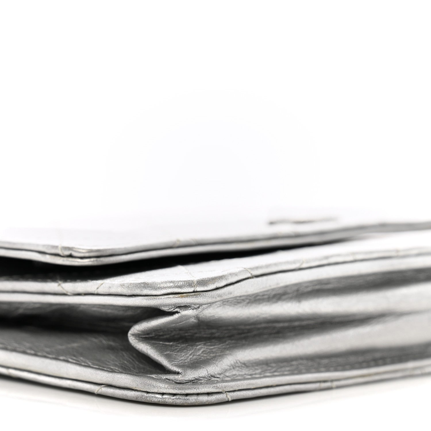 Chanel Metallic Aged Calfskin Quilted Wallet on Chain WOC Silver 10 of 14