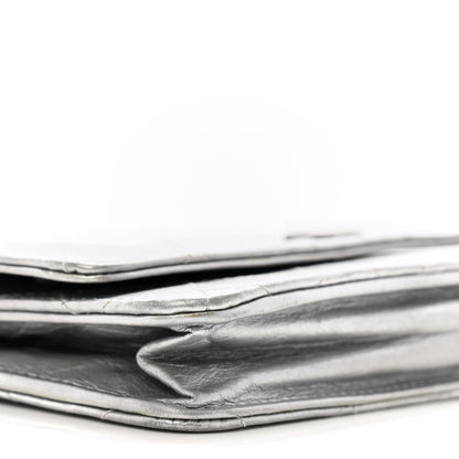 Chanel Metallic Aged Calfskin Quilted Wallet on Chain WOC Silver 10 of 14
