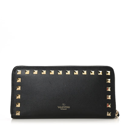 Valentino Garavani Vitello Rockstud Zip Around Wallet Black 1 of 6
