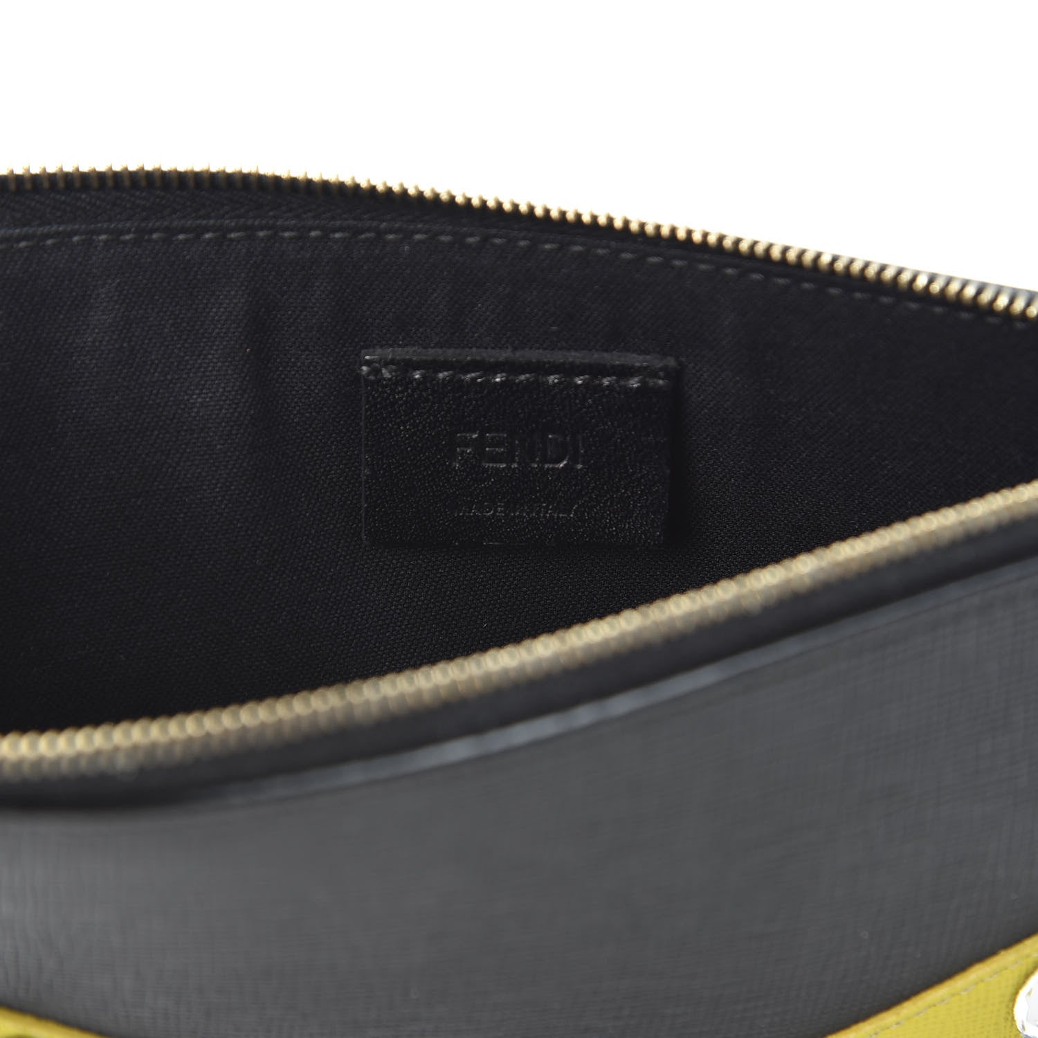 Fendi Vitello Elite Crystal Monster Eyes Zip Pouch Black Cedro 7 of 9