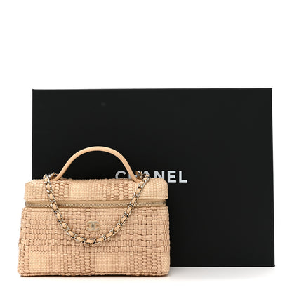 Chanel Braided Raffia Quilted Top Handle Slim Vanity Case With Chain Beige 11 of 11