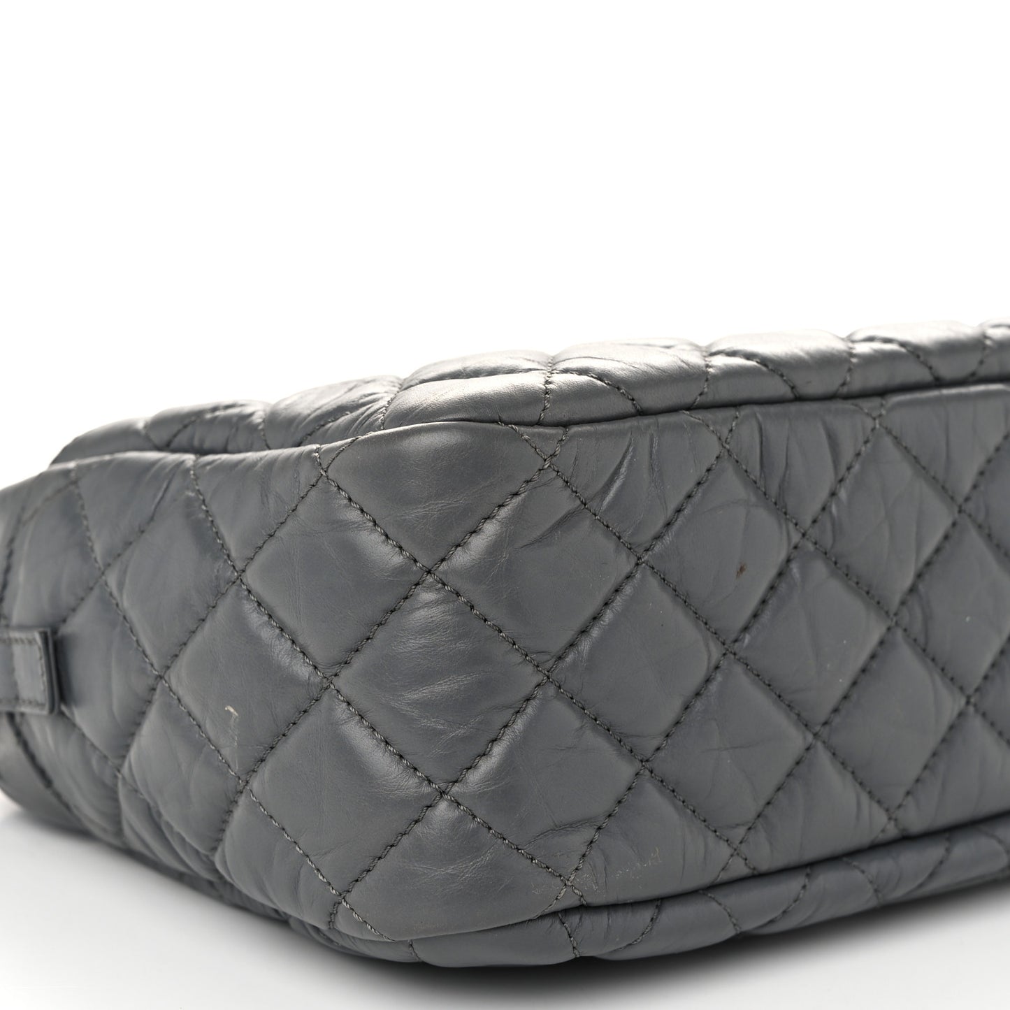 Aged Calfskin Quilted Medium Reissue Camera Case Grey