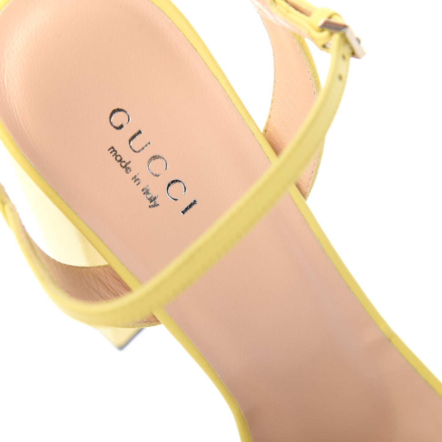 Calfskin GG Marmont Ankle Wrap 30/115mm Platform Sandals 36.5 Banana