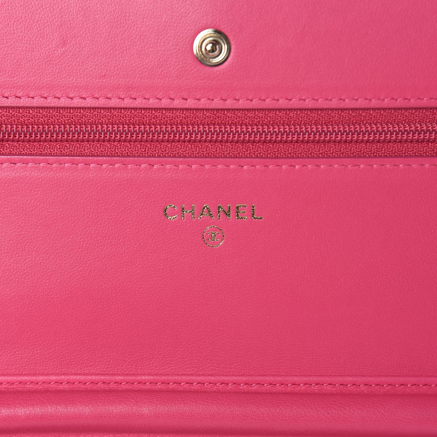 Lambskin Quilted Wallet On Chain WOC Dark Pink