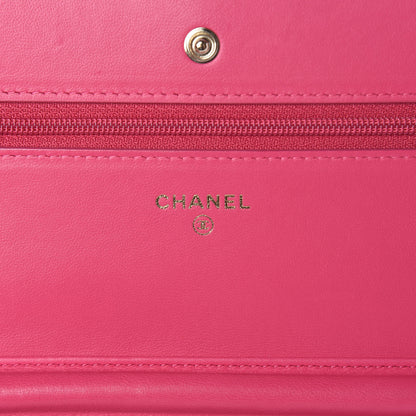 Chanel Lambskin Quilted Wallet On Chain WOC Dark Pink 8 of 17