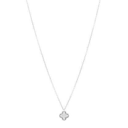 Van Cleef & Arpels 18K White Gold Diamond Sweet Alhambra Pendant Necklace 1 of 4