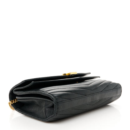 Saint Laurent Lambskin Matelasse Chevron Monogram Sulpice Chain Wallet Black 4 of 12