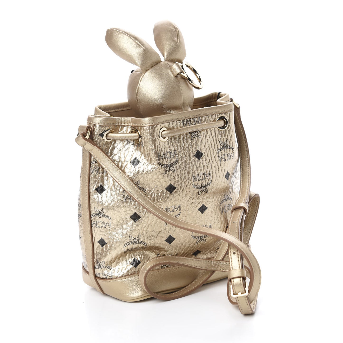 Metallic Visetos Zoo Rabbit Drawstring Bucket Bag Berlin Gold