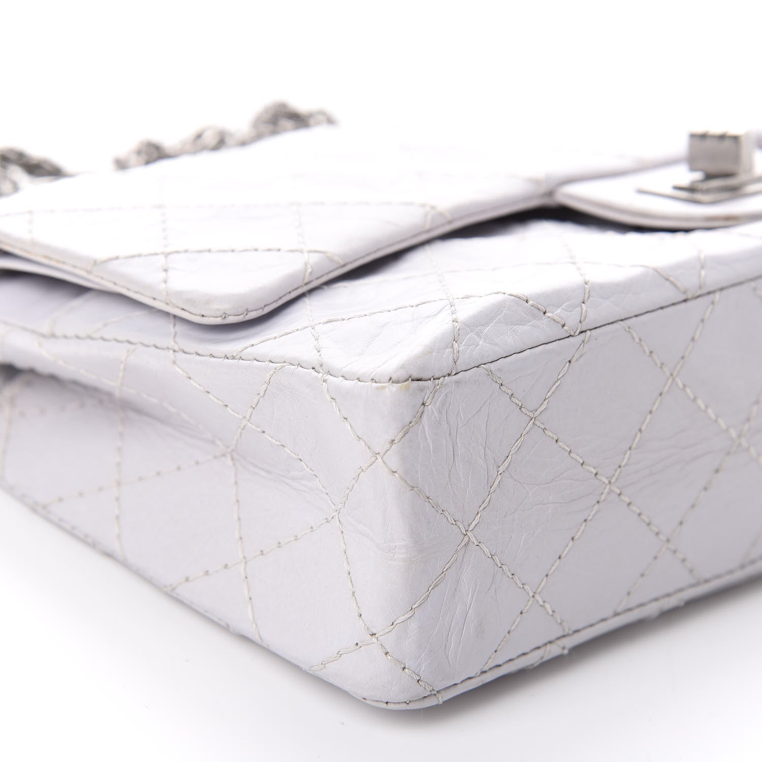 Chanel Aged Calfskin Quilted 50th Anniversary 2.55 Reissue 225 Flap White 6 of 11