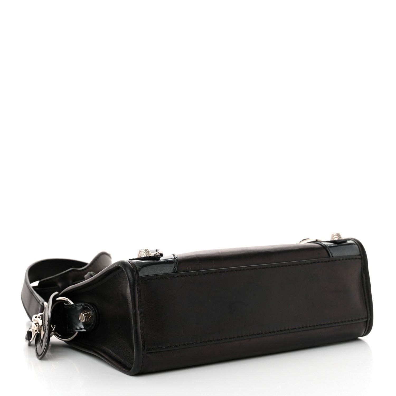 Balenciaga Smooth Calfskin Metallic Patent Giant 12 Silver Hardware Mini City Black Gris 5 of 16